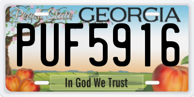 GA license plate PUF5916