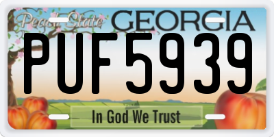 GA license plate PUF5939