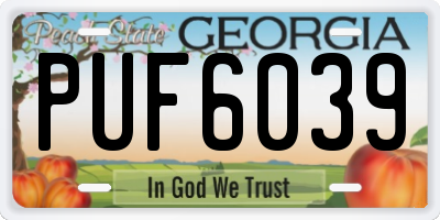 GA license plate PUF6039