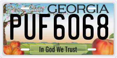 GA license plate PUF6068