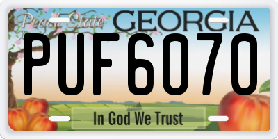 GA license plate PUF6070