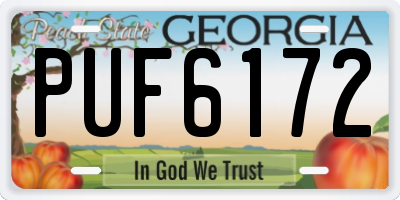 GA license plate PUF6172