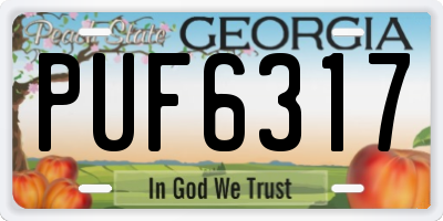 GA license plate PUF6317