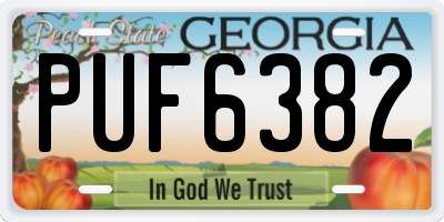 GA license plate PUF6382