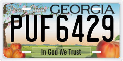 GA license plate PUF6429