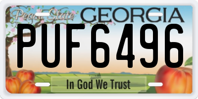 GA license plate PUF6496