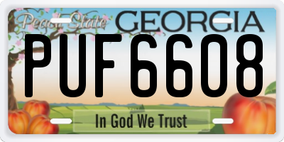 GA license plate PUF6608