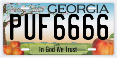 GA license plate PUF6666