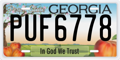 GA license plate PUF6778