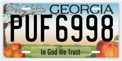 GA license plate PUF6998