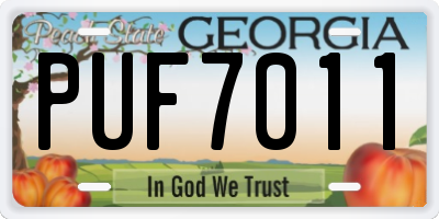 GA license plate PUF7011
