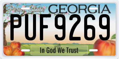 GA license plate PUF9269