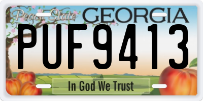 GA license plate PUF9413