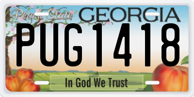 GA license plate PUG1418