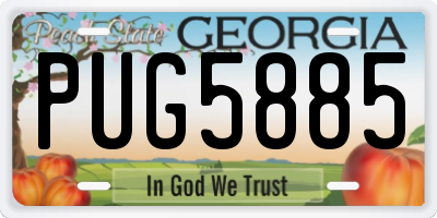 GA license plate PUG5885