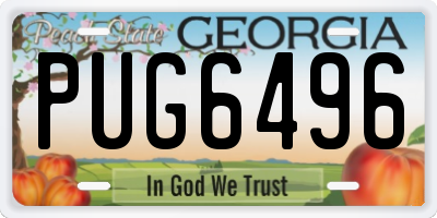 GA license plate PUG6496