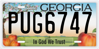GA license plate PUG6747