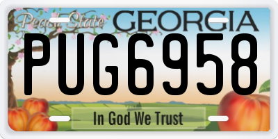 GA license plate PUG6958