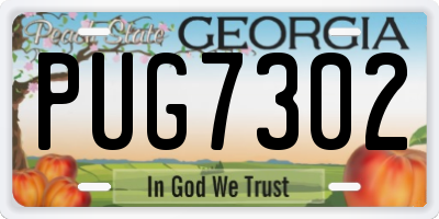 GA license plate PUG7302