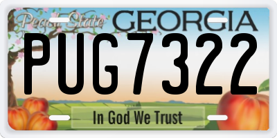 GA license plate PUG7322