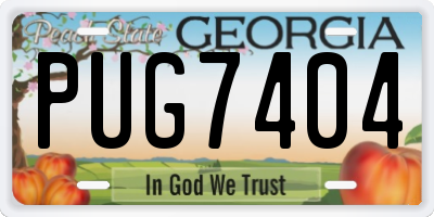 GA license plate PUG7404