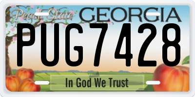GA license plate PUG7428