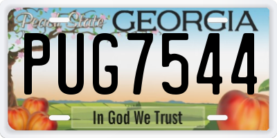 GA license plate PUG7544