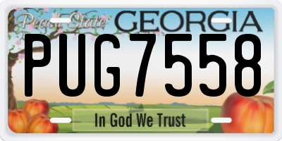 GA license plate PUG7558