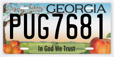 GA license plate PUG7681