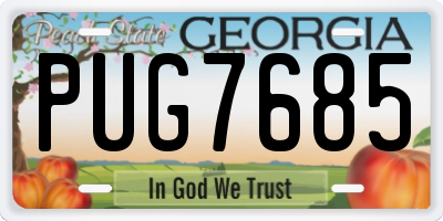 GA license plate PUG7685