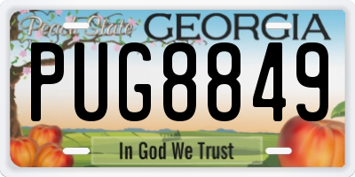 GA license plate PUG8849