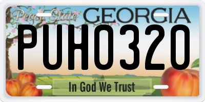 GA license plate PUH0320