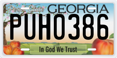 GA license plate PUH0386