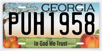 GA license plate PUH1958