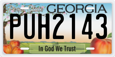 GA license plate PUH2143