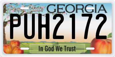 GA license plate PUH2172