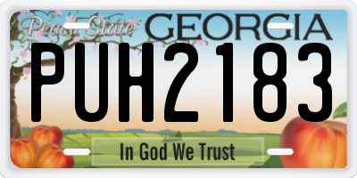 GA license plate PUH2183