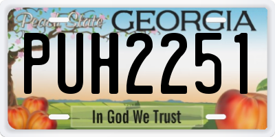 GA license plate PUH2251