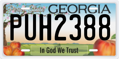 GA license plate PUH2388