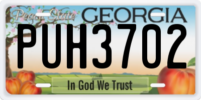 GA license plate PUH3702