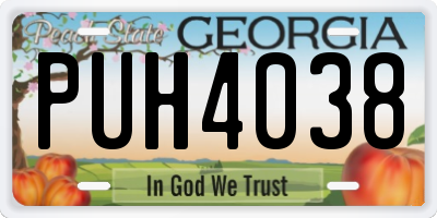 GA license plate PUH4038