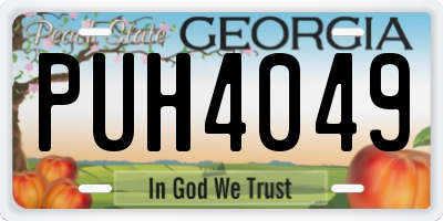GA license plate PUH4049