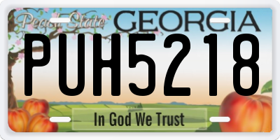 GA license plate PUH5218