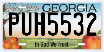 GA license plate PUH5532