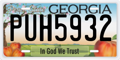 GA license plate PUH5932