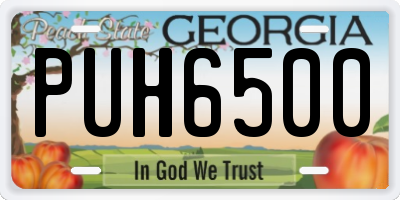 GA license plate PUH6500