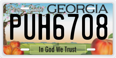 GA license plate PUH6708