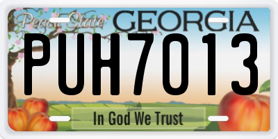 GA license plate PUH7013