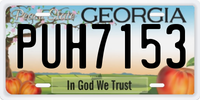 GA license plate PUH7153
