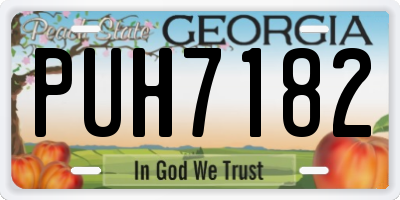 GA license plate PUH7182